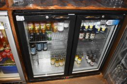 1 x Coolpoint HX201 Two Door Bottle Backbar Chiller - H90 x W90 x D60 cms - Ref: CB109 GF -
