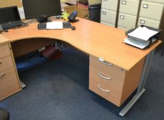 1 x Beech Office Desk and Pedestal Set - Ref: VM529 - CL409 - Location: Wakefield WF16