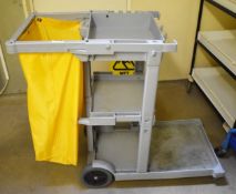 1 x Cleaning Trolley With Waste Sack and Multiple Shelves - H92 x W110 x D47 cms - Ref VM186 B2 -