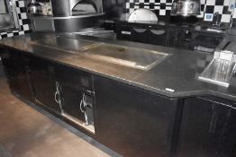 1 x Restaurant Kitchen Area With Stone Counter Tops, Integrated Solid Top Griddles, Warming