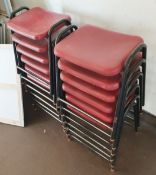 Approx 50 x Red Stackable Seating Stools - Black Metal Frames With Red Seating Pads - CL499 -