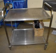 1 x Two Tier Stainless Steel Trolley - H92 x W110 x D47 cms - Ref VM188 B2 - CL409 - Location: