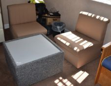 1 x Assorted Collection of Office Furniture to Include Reception Suite in Beige and Grey -