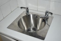 2 x Stainless Steel Hand Wash Basins With Taps and Hand Two Dispensers - Ref VM152 B2 - CL409 -