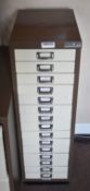 1 x Fifteen Drawer Bisley A4 Drawer Paper Cabinet - H95 x W28 x D41 cms - Ref VM240 B2 - CL409 -