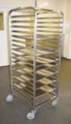 1 x Stainless Steel 18 Tier Trolley For Commercial Kitchens - Includes 6 Trays - H166 x W59 x D67