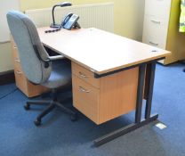 1 x 3-Unit Office Desk Set - Ref: VM342, VM346 - CL409 - Location: Wakefield WF16