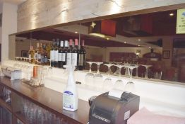 1 x Backbar Bottleshelf With Mirror With Illumination To Top - Approx 3-Metres Wide