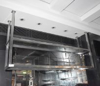 1 x Chrome Ceiling Mounted Overhead Shelving Unit - Dimensions: H73 x W150/207 x D27cm - CL392