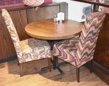 1 x Restaurant 2-Seater Round Table With Dark Wooden Top And Cast Iron Base