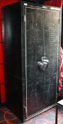 1 x 2-Door Cabinet With Mirrored Back, Upholstered In A Crocodile-Style Faux Leather