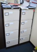 3 x 4-Drawer Metal Filing Cabinets Finished In Beige and Dark Brown - Ref: VM313 - CL409 - WF16