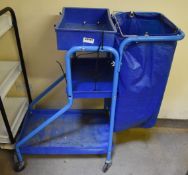 1 x Cleaning Trolley With Waste Sack and Multiple Shelves - H92 x W100 x D47 cms - Ref VM187 B2 -