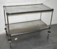 1 x Stainless Steel Prep Bench on Castor Wheels With Undershelf H81 x W108 x D55 cms - Ref VM81 x