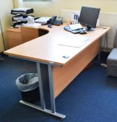 1 x Laminate Beech Office Desk Set - Ref: VM311, VM312 - CL409 - Location: Wakefield WF16