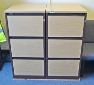 2 x Office Filing Cabinets Finished In Oak - Ref: VM343 - CL409 - Location: Wakefield WF16