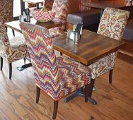 4 x Square Bistro Tables With Wooden Tops And Cast Iron Bases