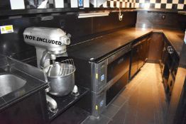 1 x Commercial Kitchen Preparation Area With Stone Surfaces, Splashbacks, Stone Shelves,