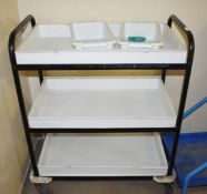 1 x Three Tier Tray Trolley on Castors - H99 x W82 x D47 cms - Ref VM185 B2 - CL409 - Location: