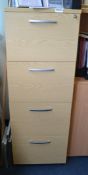 1 x 4-Drawer Wooden Filing Cabinet Finished In Oak - Ref: VM323 - CL409 - Location: Wakefield WF16