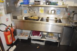 1 x Commercial L-Shaped Prep Area With Stainless Steel Counters And Double Basin