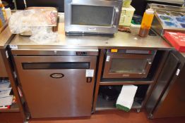 1 x Stainless Steel Prep Bench With Space For Undercounter Appliance and Two Shelves - H87 x W120