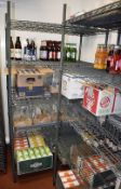 2 x Commercial Kitchen Wire Storage Shelves - H180 x W100 x D60 cms - Ref FE158 - CL499 -