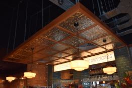 4 x Suspended Ceiling Pendant Lights With White Glass Shades - Drop 90 cms x Diameter 40 cms - CL499