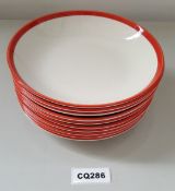 10 x Steelite Coupe Bowls White With Red Outline Egde 21CM - Ref CQ286