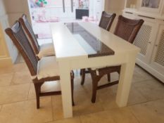 1 x Bespoke Rectangular Dining Table In White With Granite Inlay - CL011 - Location: WA14 - NO VAT
