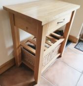 1 x Solid Oak Table With Drawer - Dimensions: 76 x 45 x H84cm - Used In Very Good Overall Condition