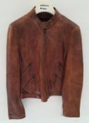 1 x STEILMANN Ladies Zipped Brown Real Leather Jacket With Zip Pockets - CL210 - UK Size 12 - Ref: