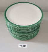 22 x Steelite Coupe Plates White With Green Outline Egde 20CM - Ref CQ281
