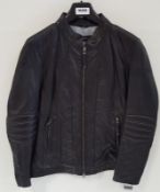 1 x STEILMANN KIRSTEN Ladies Black Sheeps Leather Jacket With Cut Out Pattern Trim - CL210 - UK Size