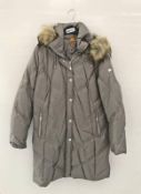 1 x Steilmann KSTN By Kirsten Grey Padded Womens Coat With A Detachable Faux Fur Hood. This Coat Fea