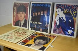 55 x Vintage Reproduction Posters Featuring Various Music Posters - The Beatles, Rolling Stones,
