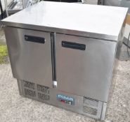 1 x Polar U636 Two Door Counter Top Fridge Stainless Steel Finish - 240v - H88 x W90 x D70 cms -