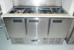 1 x Polar G607 3-Door Refrigerated Saladette Counter - CL425 - Location: Altrincham WA14