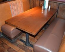 6 x Large Wooden Rectangular Restaurant Tables With Cast Iron Bases - Dimensions: H75 x W155 x D75cm