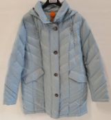 1 x STEILMANN KIRSTEN Ladies Light Blue Real Down Coat With Detachable Hood - CL210 - UK Size 12 - R