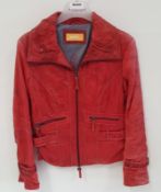 1 x BiBA Ladies Zipped Lambs Leather Jacket - Colour: Red - UK Size 12 - New Stock - CL210 - Ref M4