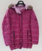 1 x Premium Branded Womens Winter Coat - Wind Proof & Water Resistant - Colour: Pink - UK Size 12 -