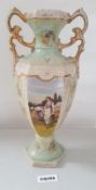 1 x Vintage English Edwardian A.G. Harley Jones Pottery Vase - Ref CQ354 E - DIMENSIONS: H34/L18 CM