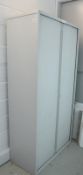 2 x Upright Office Storage Cabinets With Sliding Doors and Internal Shelves - H193 x W100 x D47
