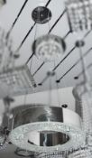 1 x LED Chrome Decorative Ring Pendant Finished With Clear Crystal Glass - Ex Display Stock - CL298
