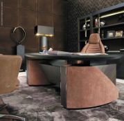 1 x SMANIA 'Metropolis' Italian Designer Executive Desk With Leather Upholstery (Scmetrop01) - 2.1 M