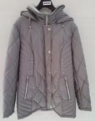 1 x STEILMANN KIRSTEN Grey Padded Womens Coat With Quilted Design. This Coat Features Detachable Hoo