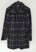 1 x Steilmann Kirsten Womens Knee-length Wool Blend Coat - Colour: Black/White - Size 12 - CL210 - N