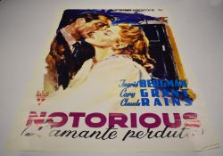 1 x Italian Movie Poster - NOTORIOUS L'amante Perduta - Directed By Alfred Hitchcock - Starring Cary