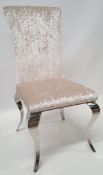 6 x STYLISH WHITE CRUSHED VELVET DINING TABLE CHAIRS - CL408 - Location: Altrincham WA14